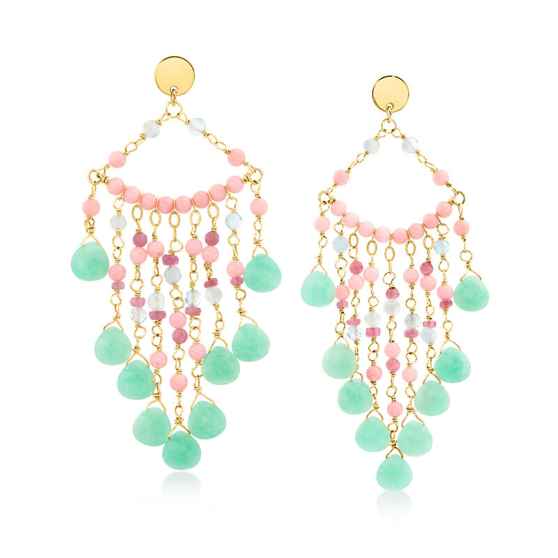 Italian Multi-Gem Chandelier Earrings in 24kt Gold Over Sterling image number 0