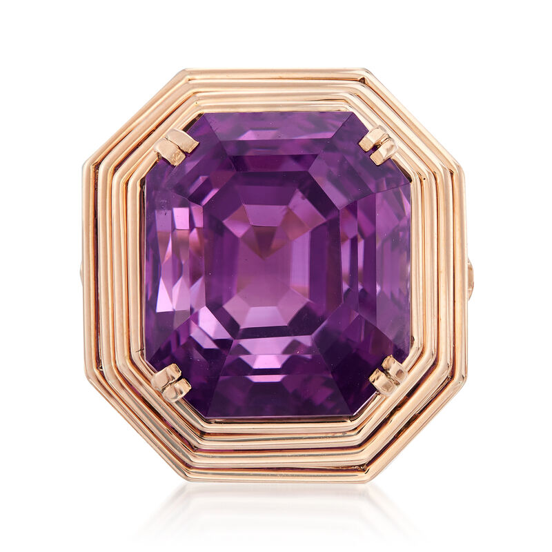 C. 1940 Vintage 26.50 Carat Amethyst Ring in 10kt Rose Gold. Size 7 image number 0