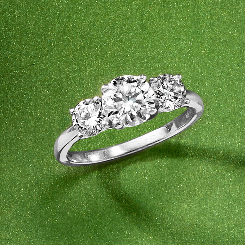 2.25 ct. t.w. Moissanite Three-Stone Ring in Sterling Silver image number 5