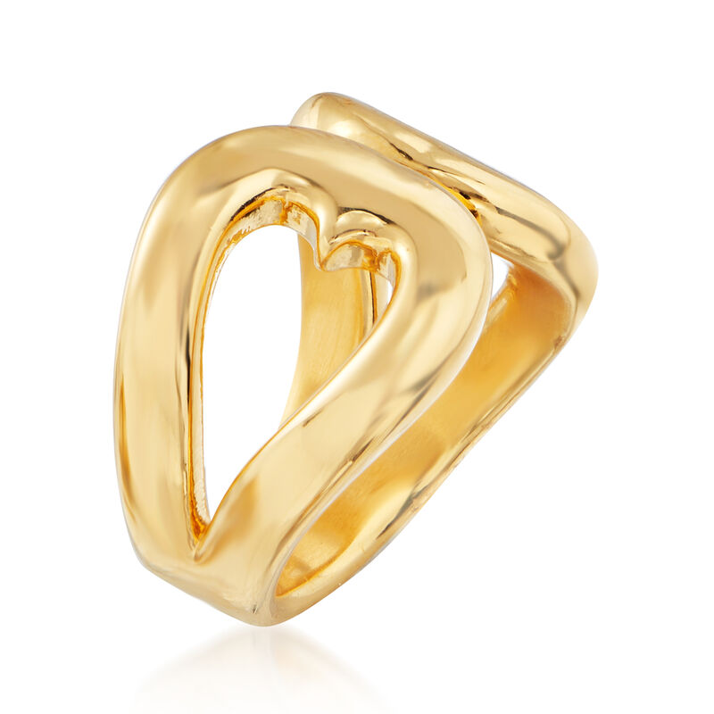 Italian Andiamo 14kt Yellow Gold Over Resin Open-Space Heart Ring image number 2