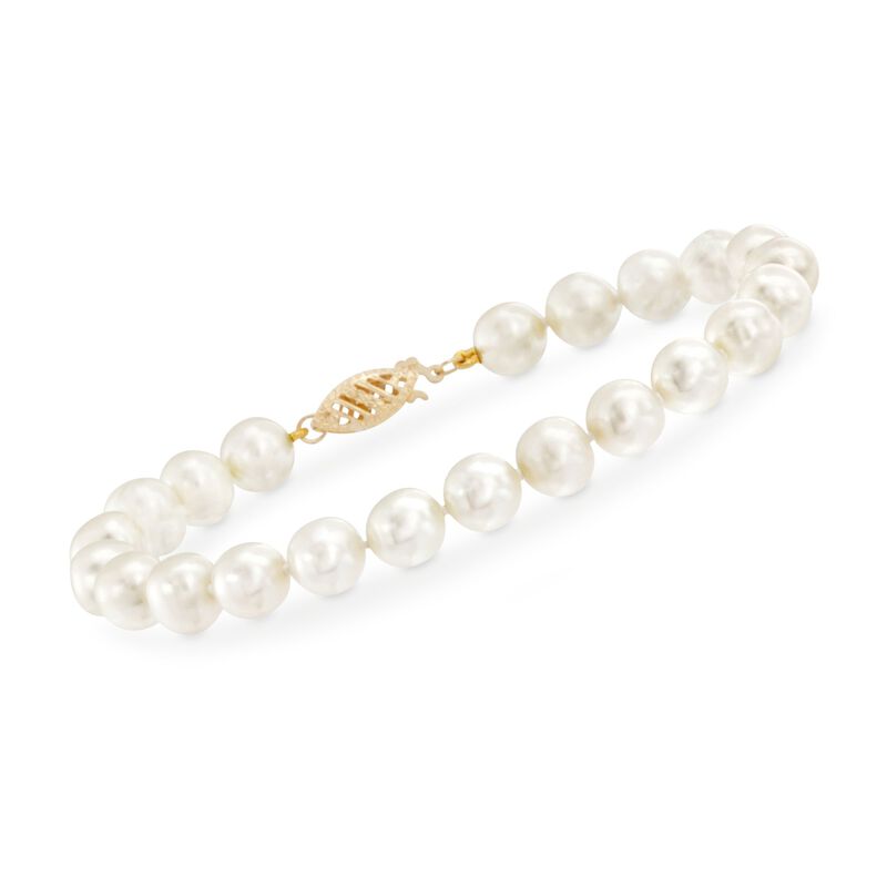 7-7.5mm Cultured Pearl Bracelet with 14kt Yellow Gold Clasp image number 0