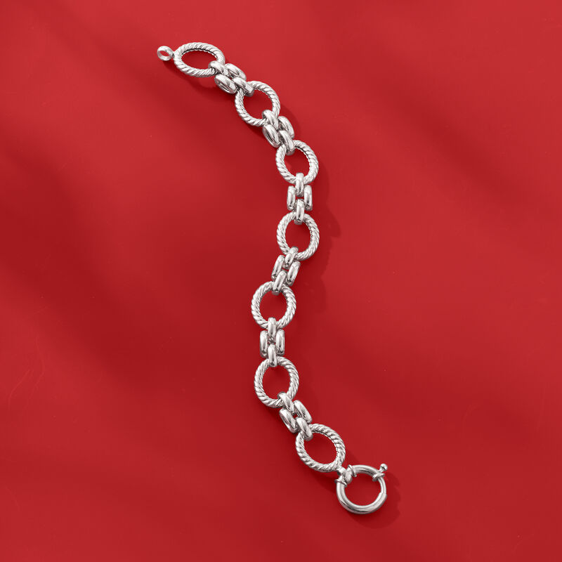 Sterling Silver Twisted Oval-Link Bracelet image number 4