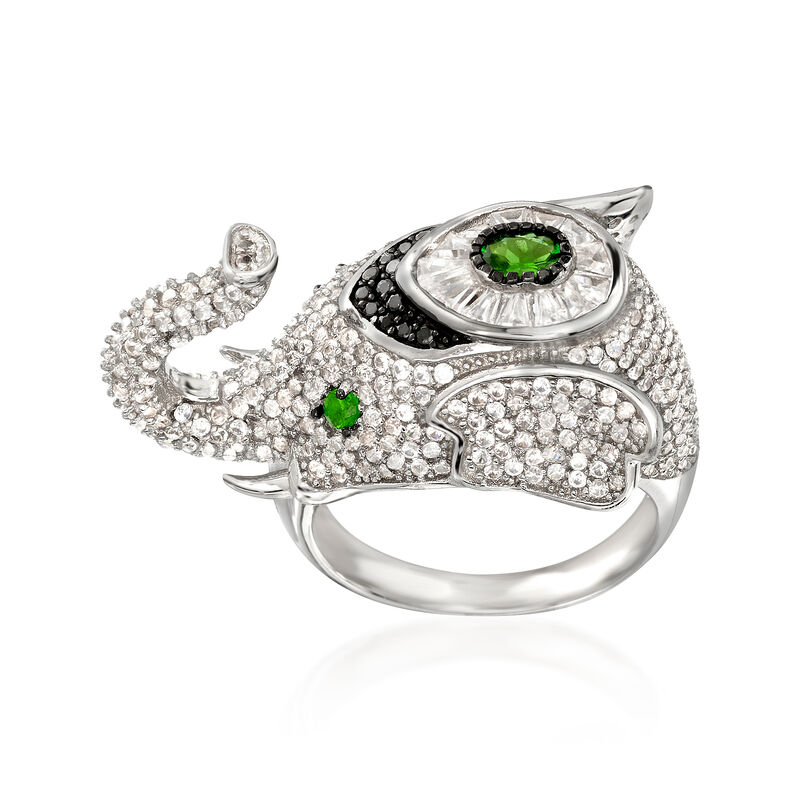 4.27 ct. t.w. Multi-Stone Elephant Ring in Sterling Silver image number 0