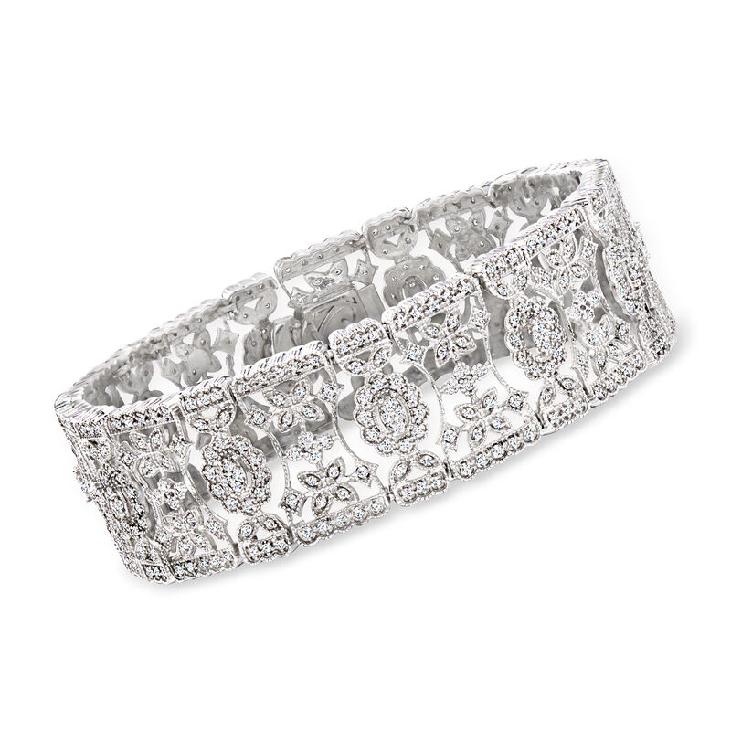 3.00 ct. t.w. Diamond Floral Bracelet in Sterling Silver image number 0