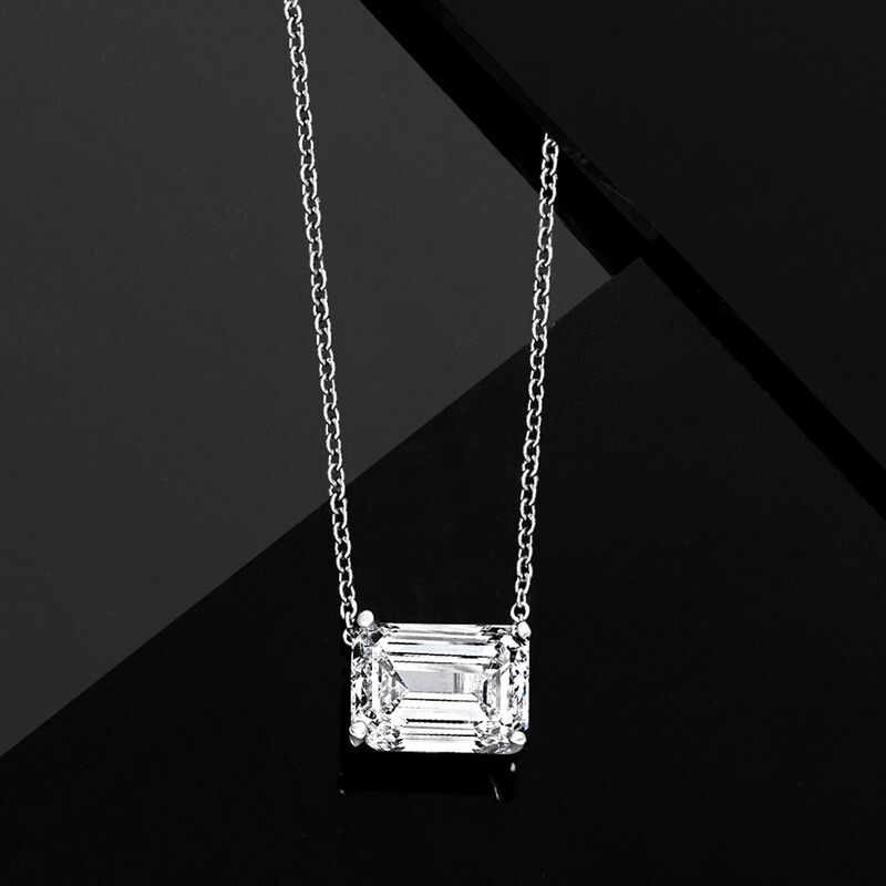 2.00 Carat Emerald-Cut Lab-Grown Diamond Necklace in 14kt White Gold image number 2