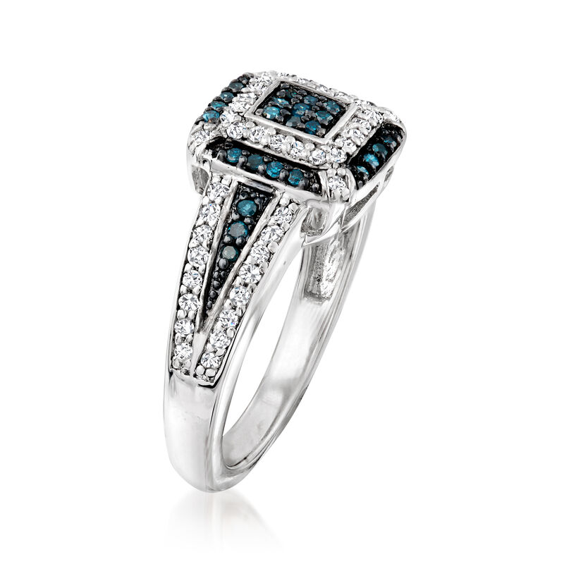 .49 ct. t.w. Blue and White Diamond Ring in Sterling Silver image number 2