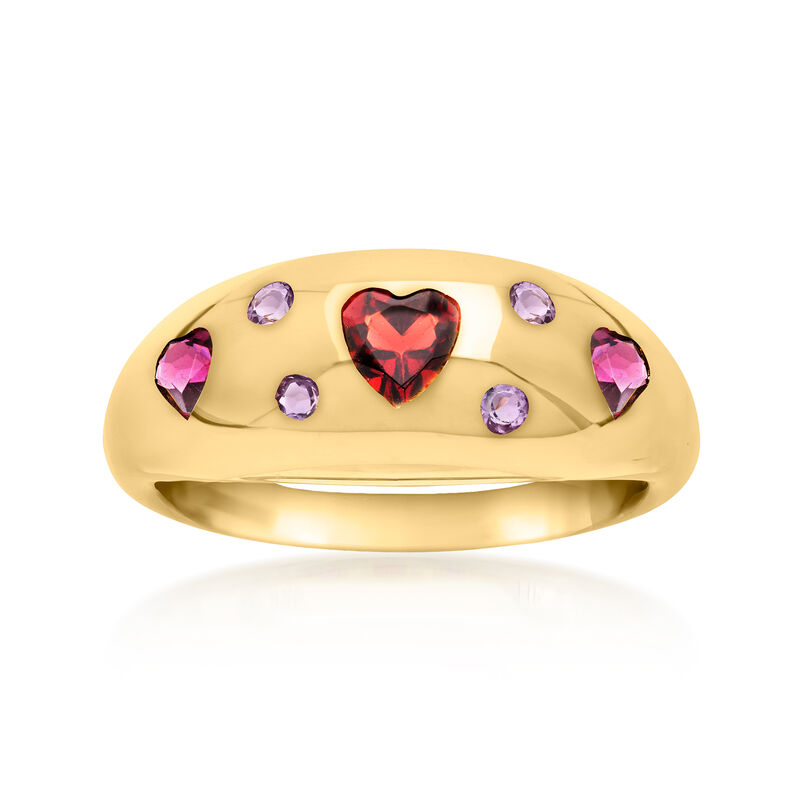 1.00 ct. t.w. Multi-Gemstone Heart Ring in 18kt Gold Over Sterling image number 0