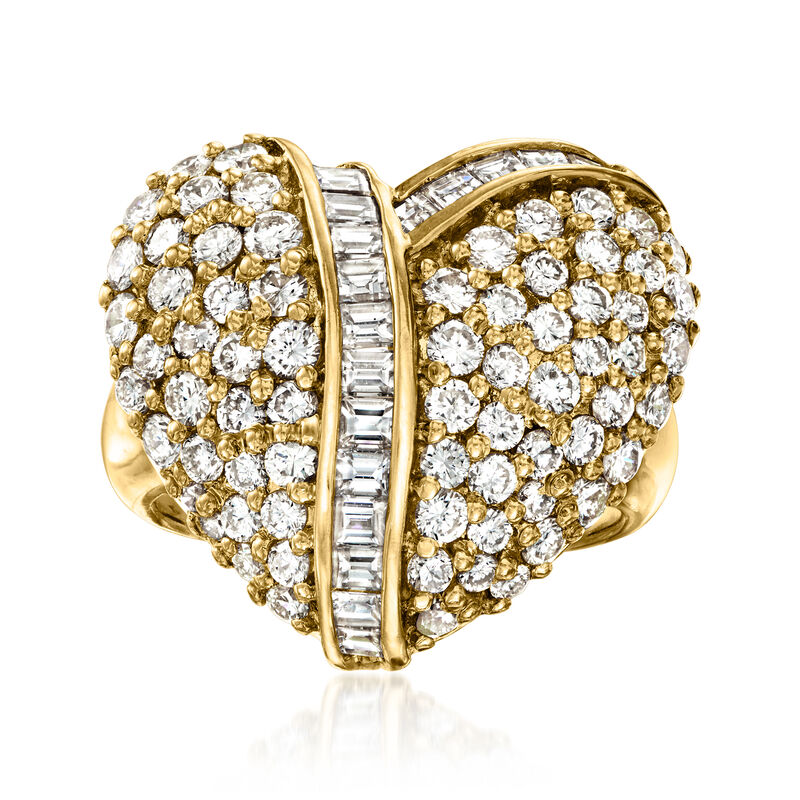 C. 1990 Vintage 3.10 ct. t.w. Diamond Heart Ring in 18kt Yellow Gold image number 0
