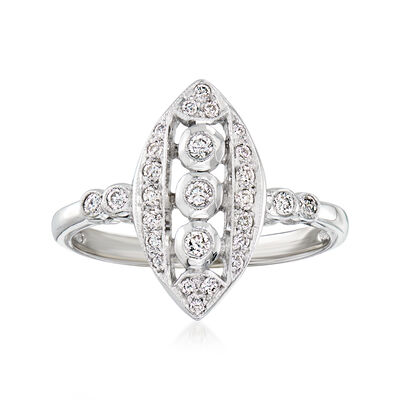 C. 1960 Vintage .25 ct. t.w. Diamond Openwork Ring in 18kt White Gold