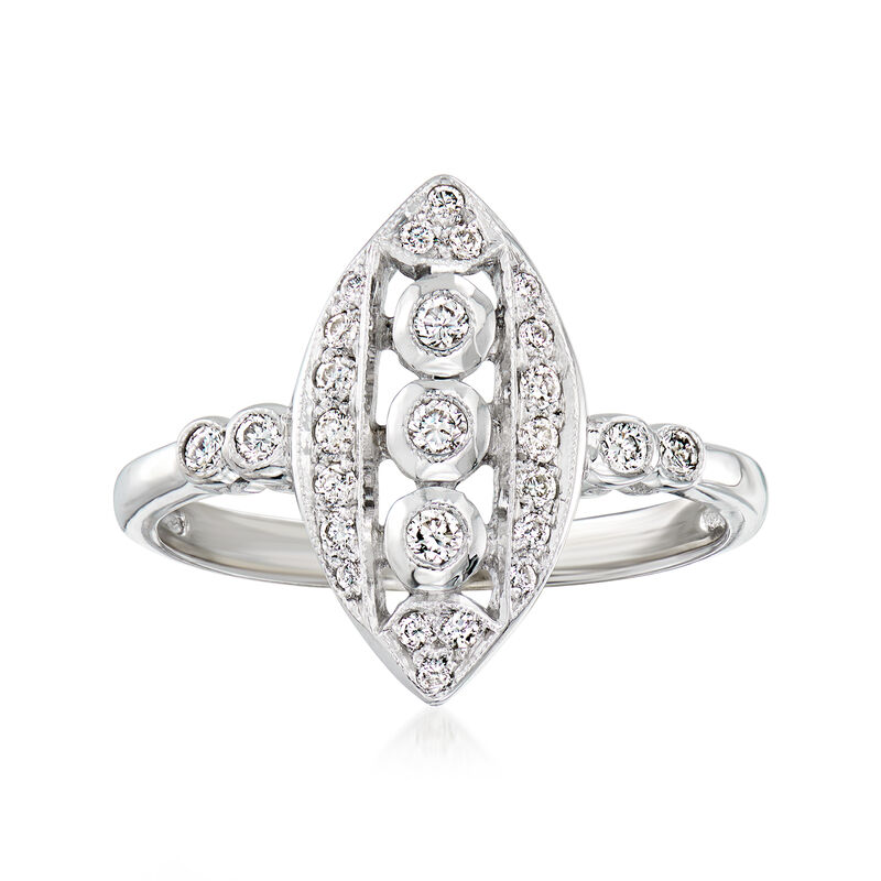 C. 1960 Vintage .25 ct. t.w. Diamond Openwork Ring in 18kt White Gold. Size 7 image number 0