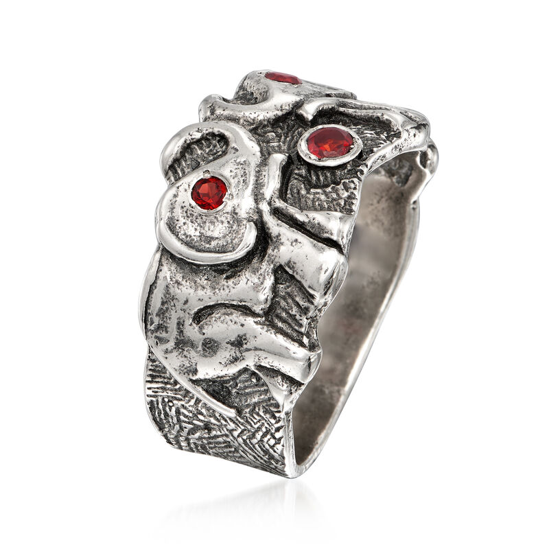 .15 ct. t.w. Garnet Double Elephant Ring in Sterling Silver image number 2