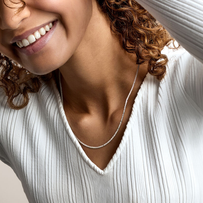 Italian 2mm Sterling Silver Crisscross-Chain Necklace. 20" image number 0