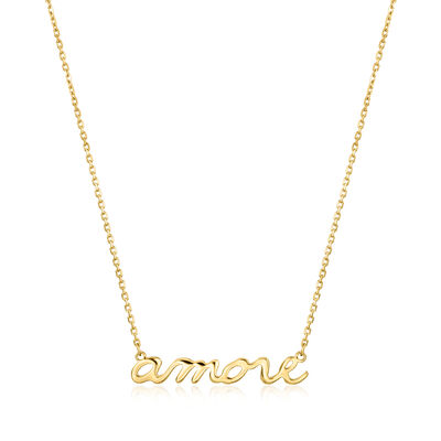 Italian 14kt Yellow Gold "Amore" Necklace