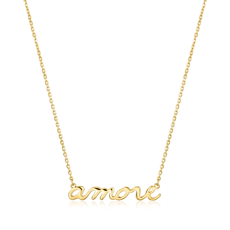 Italian 14kt Yellow Gold "Amore" Necklace. 16" image number 0