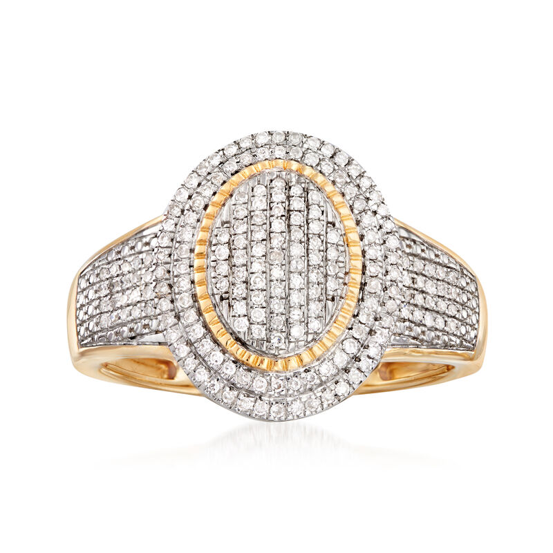 .25 ct. t.w. Pave Diamond Oval Ring in 14kt Yellow Gold image number 0