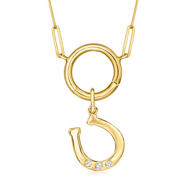 Diamond Horseshoe Charm in 14kt Yellow Gold