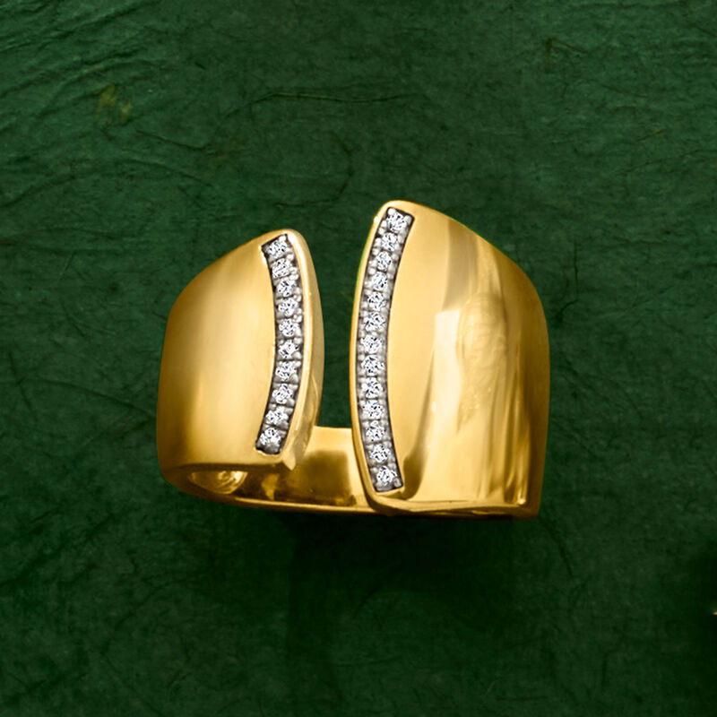 .15 ct. t.w. Diamond Asymmetrical Ring in 18kt Gold Over Sterling image number 4