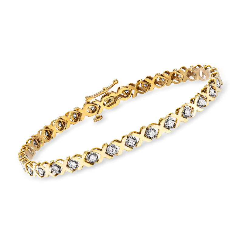 1.00 ct. t.w. Diamond XO Bracelet in 14kt Yellow Gold image number 0
