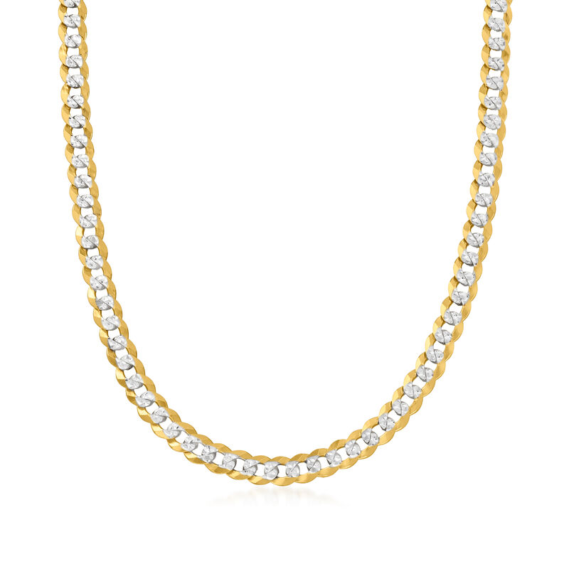 Men's 18kt Two-Tone Gold Over Sterling Curb-Link Necklace image number 0