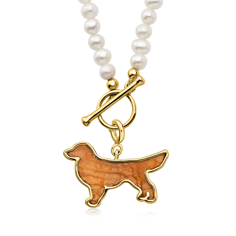 Brown Jasper Golden Retriever Charm in 18kt Gold Over Sterling  image number 2