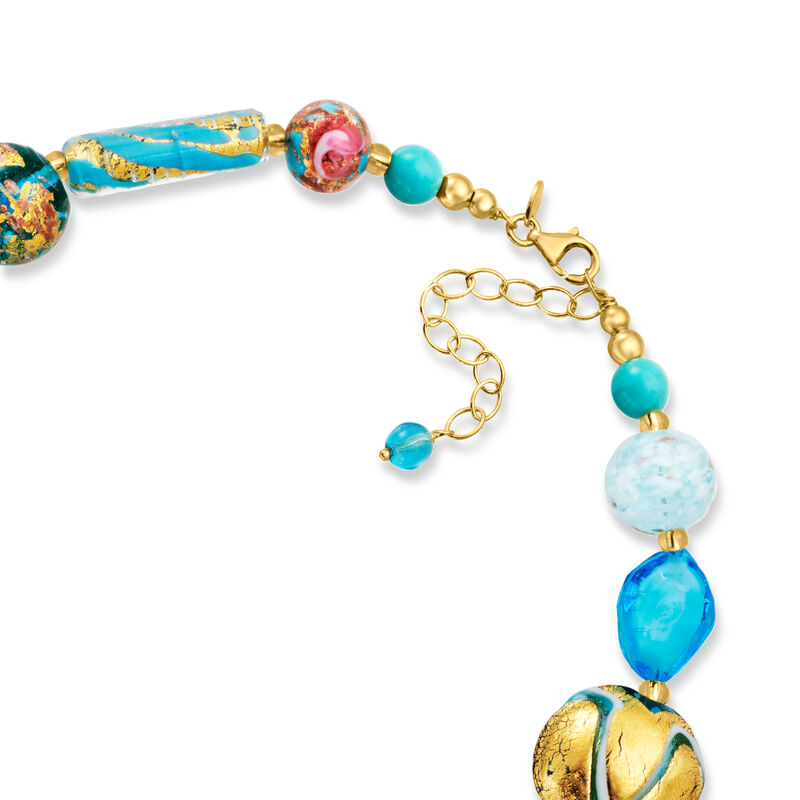 Italian Multicolored Murano Glass Bead Necklace in 18kt Gold Over Sterling image number 3