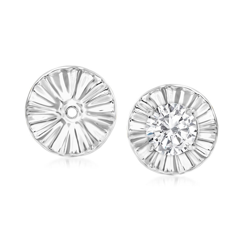 14kt White Gold Sunburst Earring Jackets image number 0