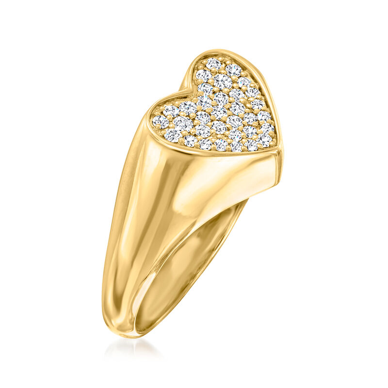 .25 ct. t.w. Pave Diamond Heart Cluster Ring in 14kt Yellow Gold image number 2