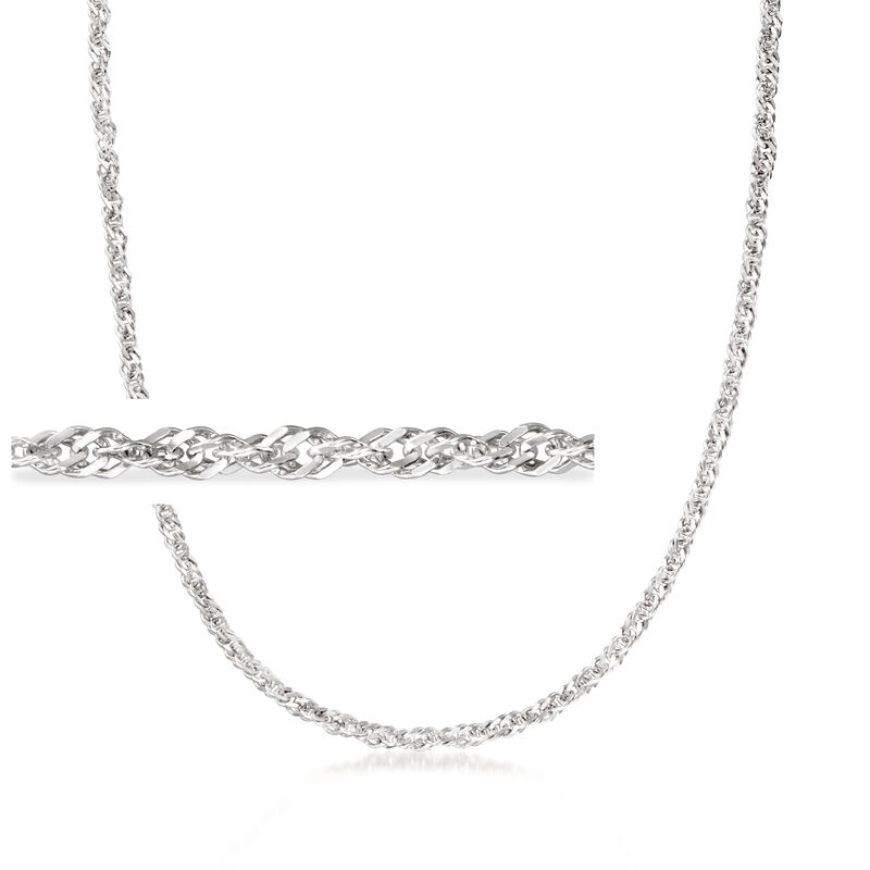 Italian 4mm Sterling Silver Singapore Chain Necklace image number 0