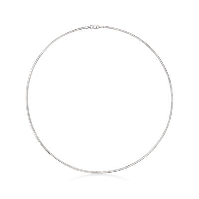 Italian 2mm Sterling Silver Omega Necklace