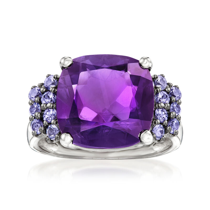 5.50 Carat Amethyst and .40 ct. t.w. Tanzanite Ring in Sterling Silver image number 0