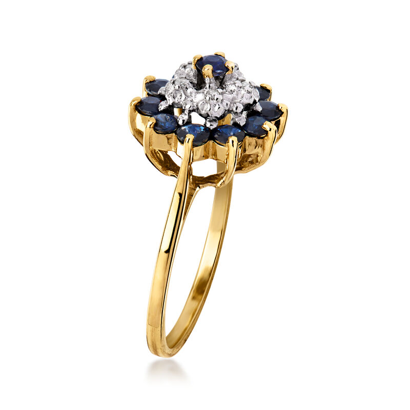 C. 1990 Vintage 1.10 ct. t.w. Sapphire Ring with Diamonds in 14kt Yellow Gold. Size 6 image number 2