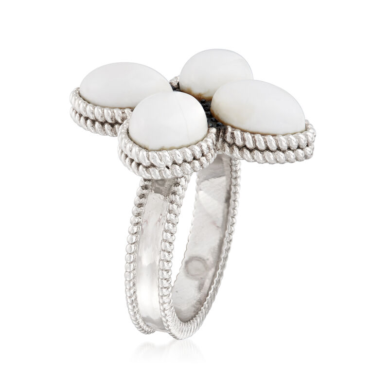 Magnesite and .20 ct. t.w. Sapphire Flower Ring in Sterling Silver image number 2