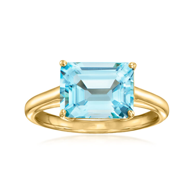 4.00 Carat Sky Blue Topaz East-West Ring in 18kt Gold Over Sterling image number 0