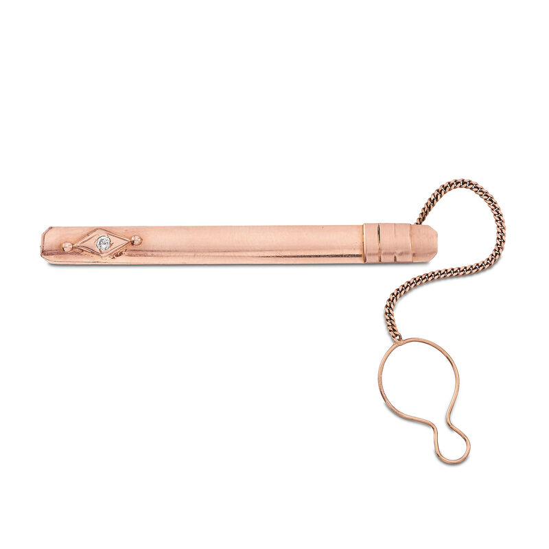 C. 1950 Vintage 14kt Rose Gold Tie Slide with CZ Accent image number 0