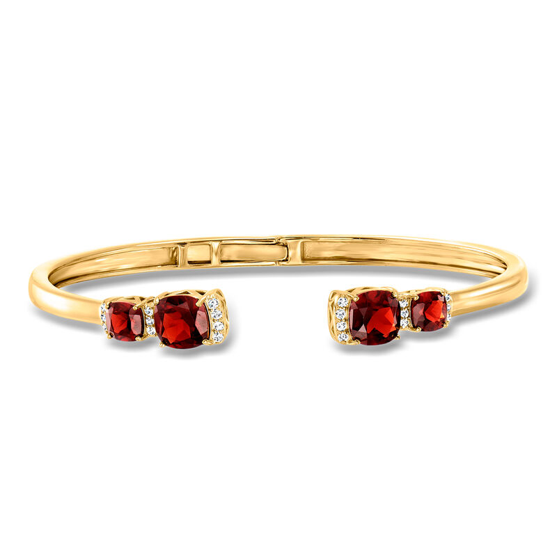 5.00 ct. t.w. Garnet and .10 ct. t.w. White Topaz Cuff Bracelet in 18kt Gold Over Sterling image number 0