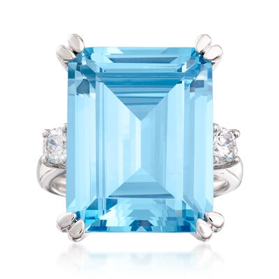 17.30 ct. t.w. Blue and White CZ Ring in Sterling Silver