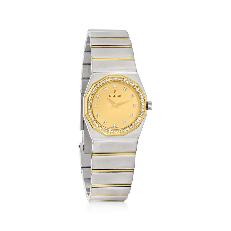 C. 1990 Vintage Concord Women's 21mm Stainless Steel and 14kt Yellow Gold Watch with .20 ct. t.w. Diamonds image number 0