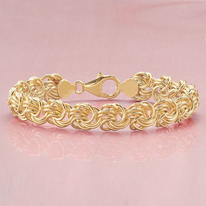 Italian 24kt Gold Over Sterling Silver Rosette Bracelet image number 2