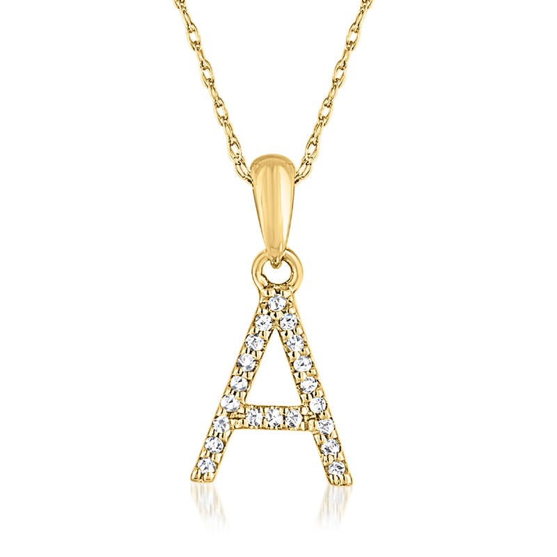 Diamond-Accented Initial Pendant Necklace in 14kt Yellow Gold image number 1