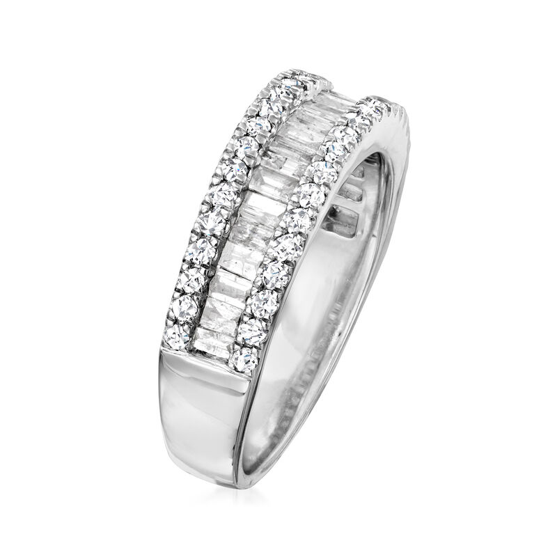 1.00 ct. t.w. Baguette and Round Diamond Ring in Sterling Silver image number 2