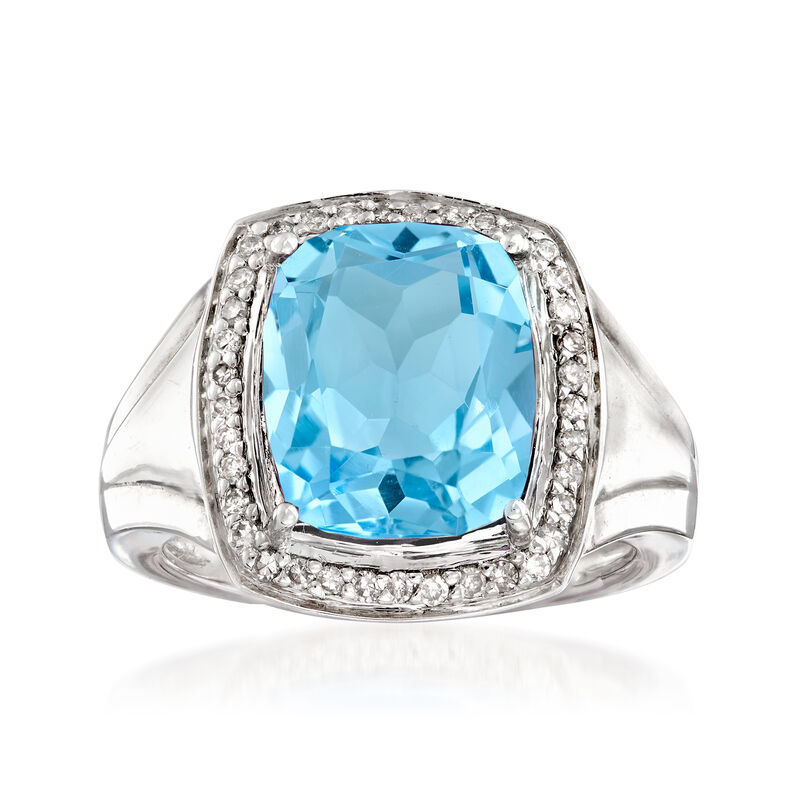 4.70 Carat Sky Blue Topaz and .24 ct. t.w. Diamond Ring in Sterling Silver image number 0