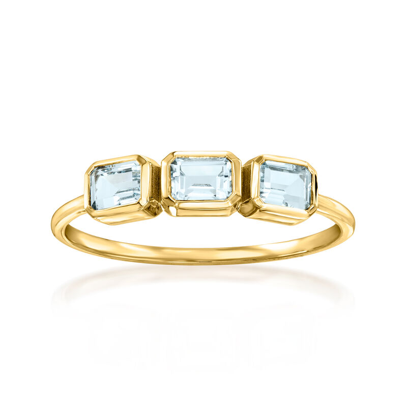 .70 ct. t.w. Aquamarine Three-Stone Ring in 14kt Yellow Gold. Size 5 image number 0