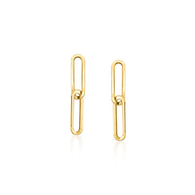 14kt Yellow Gold Paper Clip Link Drop Earrings