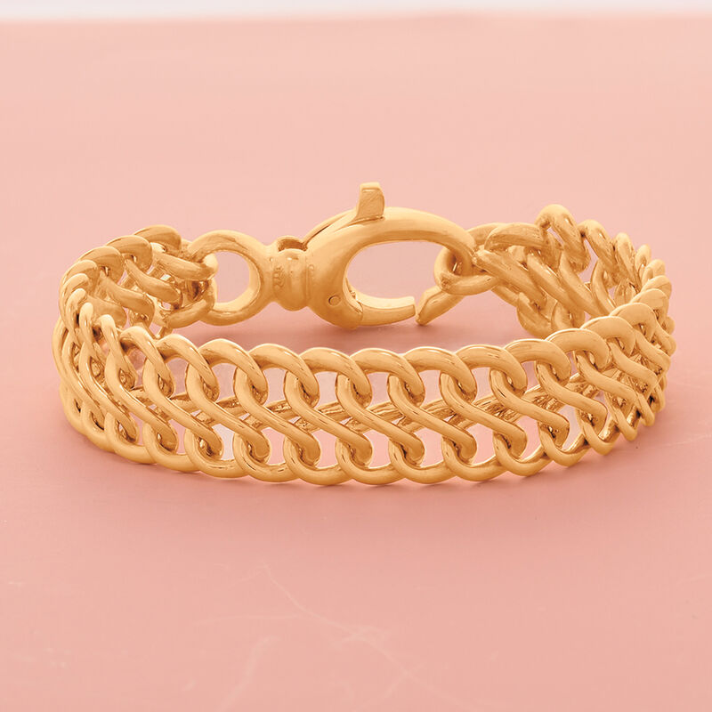 Italian Andiamo 14kt Yellow Gold Two-Row Infinity-Link Bracelet image number 4