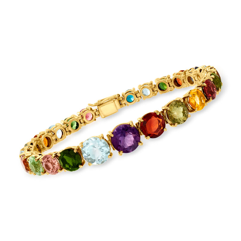 C. 1980 Vintage 24.50 Multi-Gem Bracelet in 14kt Yellow Gold. 7&quot; image number 0