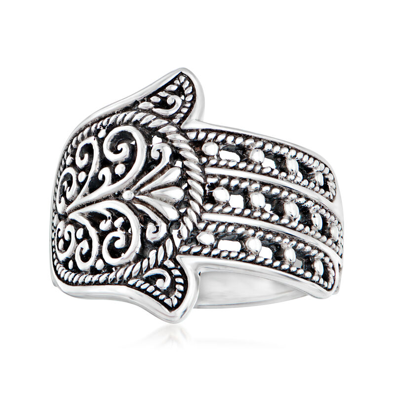 Sterling Silver Bali-Style Hamsa Ring image number 0