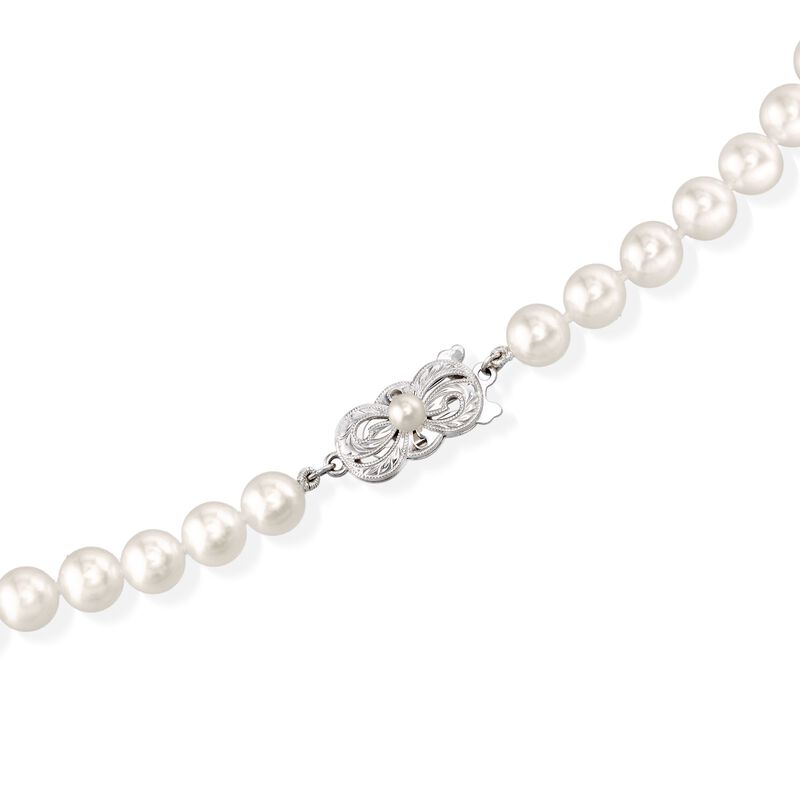 Mikimoto 6.5-7mm 'A' Akoya Pearl Necklace with 18kt White Gold. 16&quot; image number 2