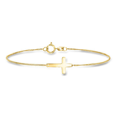 Italian 10kt Yellow Gold Sideways Cross Bracelet