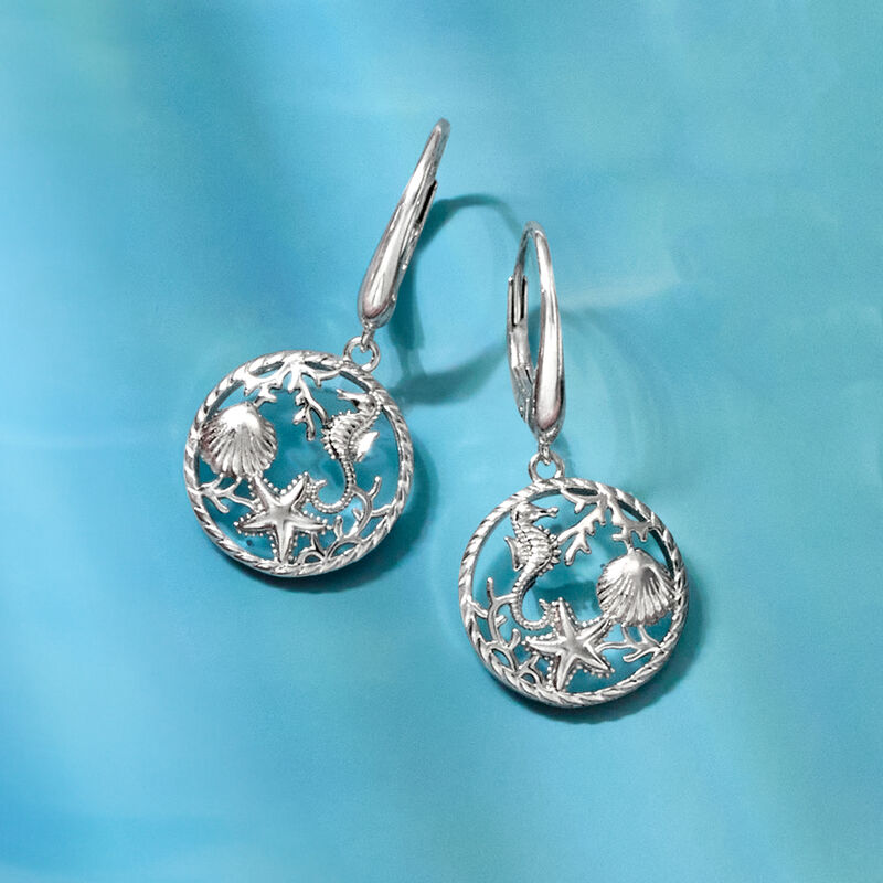 Sterling Silver Sea Life Drop Earrings image number 3