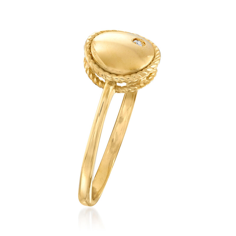 Phillip Gavriel "Italian Cable" Roped-Edge Ring with Diamond Accent in 14kt Yellow Gold. Size 9 image number 2